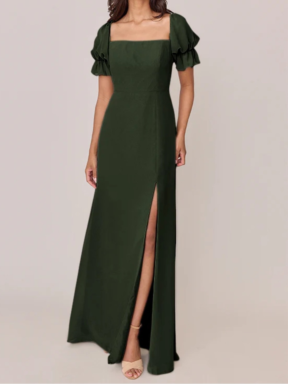 REVELRY Maeve Chiffon Dress | Deep Olive | Size 4